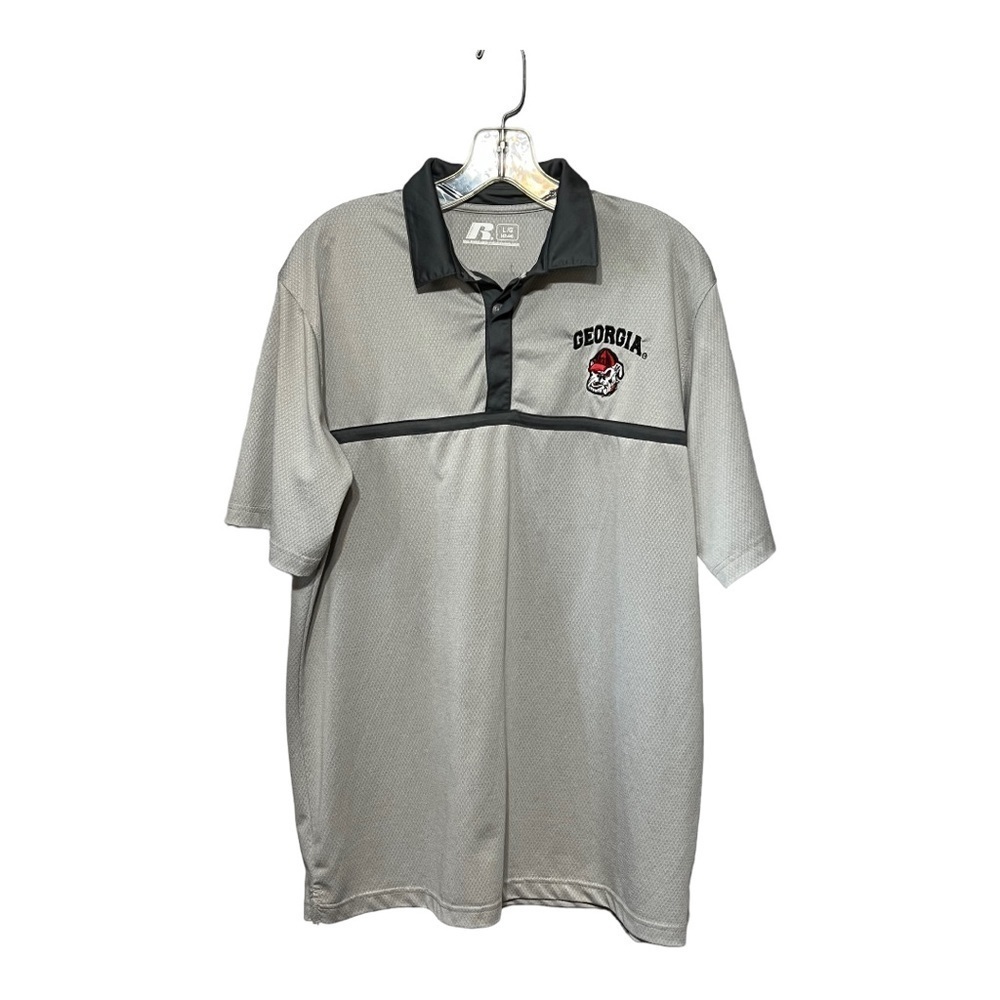 Russell Athletic Georgia Bulldogs Polo Shirt 42-44 Grey Moisture-Wicking